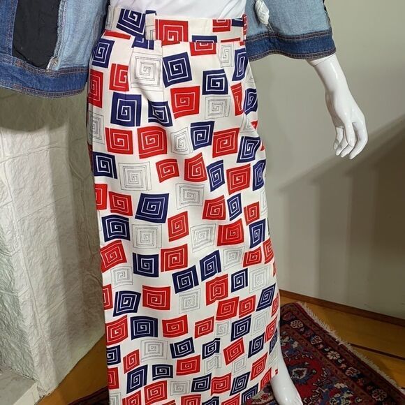 Vintage 1970’s Bernard Cowan Toronto Maxi Abstract Print Skirt - Picture 5 of 14
